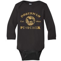 Vintage Doberman Pinscher Est. 1890 Doberman Dog Gift Baby Long Sleeve Bodysuit