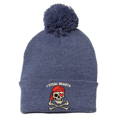 Valentines Day Pirate I Steal Hearts Cool Pom Pom 12in Knit Beanie