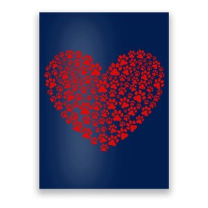 Valentines Day Paw Heart Prints Dog Cat Lovers Red Love Pet Poster