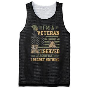 Veteran Day Patriotic Im Veteran I Served Sacrificed Regret Nothing Gift Mesh Reversible Basketball Jersey Tank