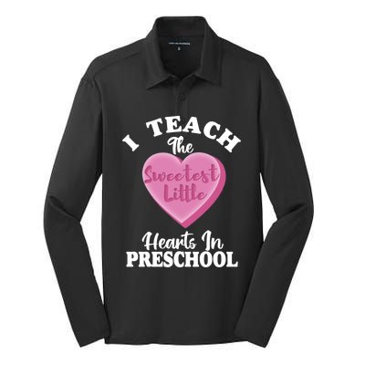 Valentines Day Preschool Teacher For Teachers In Love Gift Silk Touch Performance Long Sleeve Polo