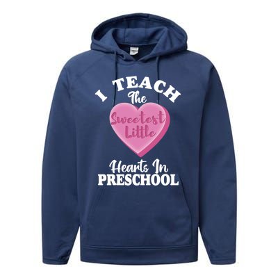 Valentines Day Preschool Teacher For Teachers In Love Gift Performance Fleece Hoodie