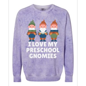 Valentines Day Preschool Teacher I Love My Gnomies Great Gift Colorblast Crewneck Sweatshirt