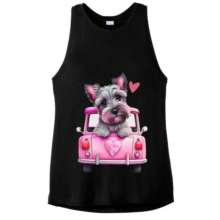 Valentines Day Puppy Cute Gift Ladies PosiCharge Tri-Blend Wicking Tank