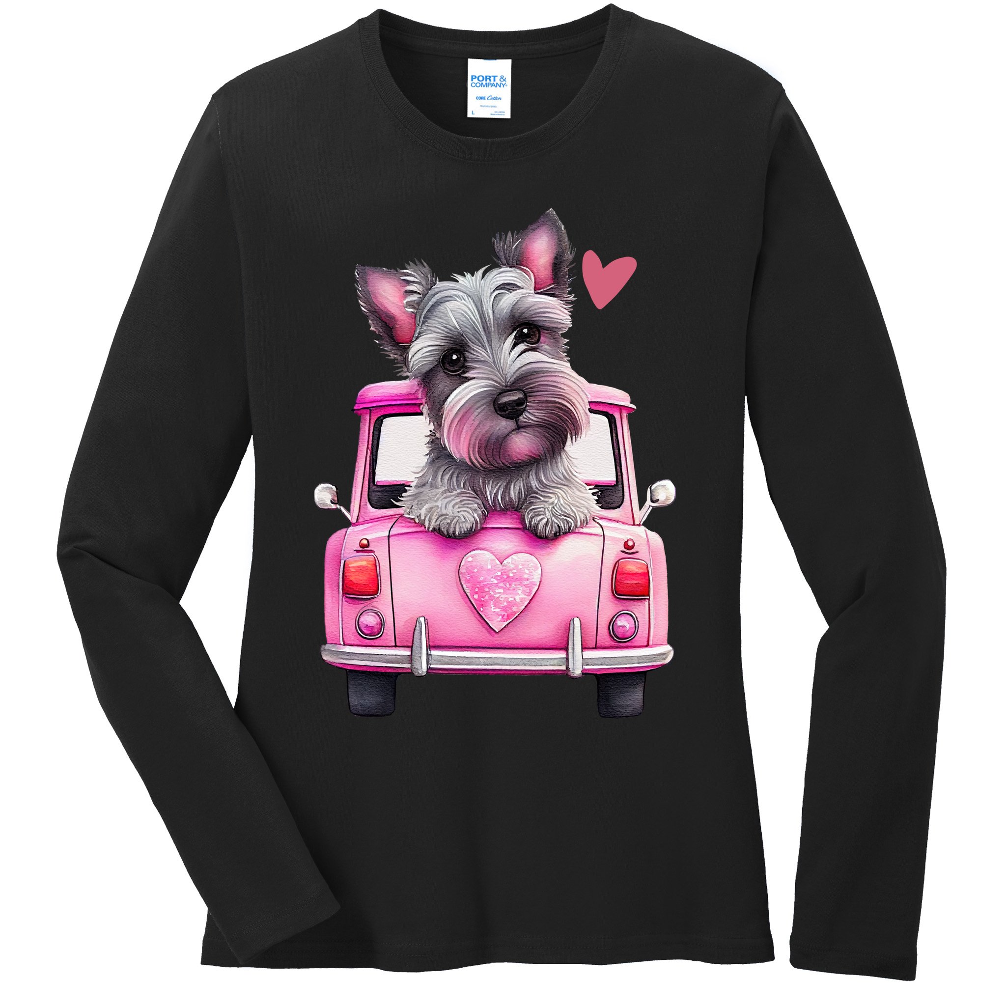 Valentines Day Puppy Cute Gift Ladies Long Sleeve Shirt