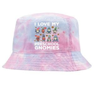 Valentines Day Preschool Teacher I Love My Gnomies Cute Gift Tie-Dyed Bucket Hat