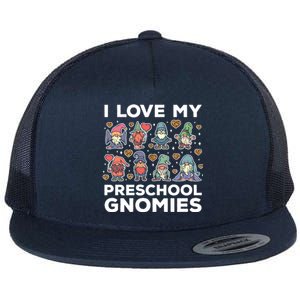 Valentines Day Preschool Teacher I Love My Gnomies Cute Gift Flat Bill Trucker Hat