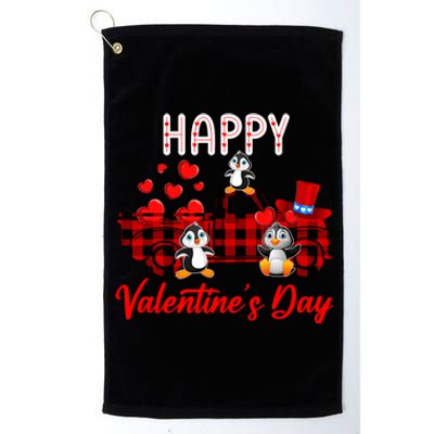 Valentine's Day Pickup Truck Carrying Hearts And Penguins Gift Platinum Collection Golf Towel