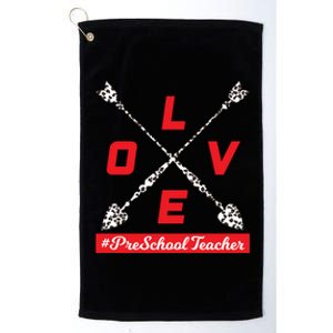 Valentines Day Preschool Teacher Leopard Love Language Great Gift Platinum Collection Golf Towel