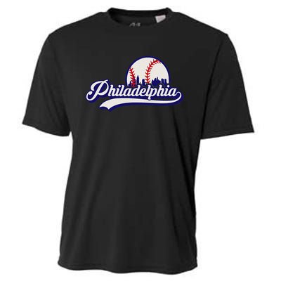 Vintage Distressed Philly Baseball Lovers Philly Cityscape Cooling Performance Crew T-Shirt