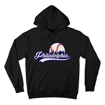 Vintage Distressed Philly Baseball Lovers Philly Cityscape Hoodie