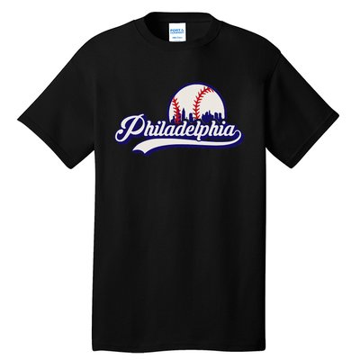 Vintage Distressed Philly Baseball Lovers Philly Cityscape Tall T-Shirt