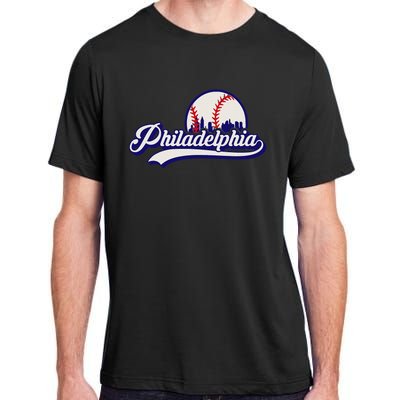 Vintage Distressed Philly Baseball Lovers Philly Cityscape Adult ChromaSoft Performance T-Shirt