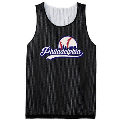 Vintage Distressed Philly Baseball Lovers Philly Cityscape Mesh Reversible Basketball Jersey Tank