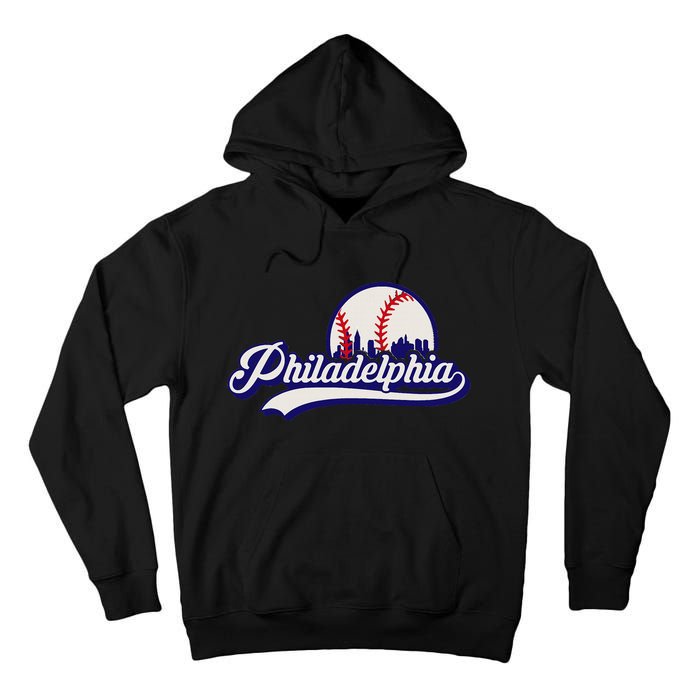 Vintage Distressed Philly Baseball Lovers Philly Cityscape Tall Hoodie