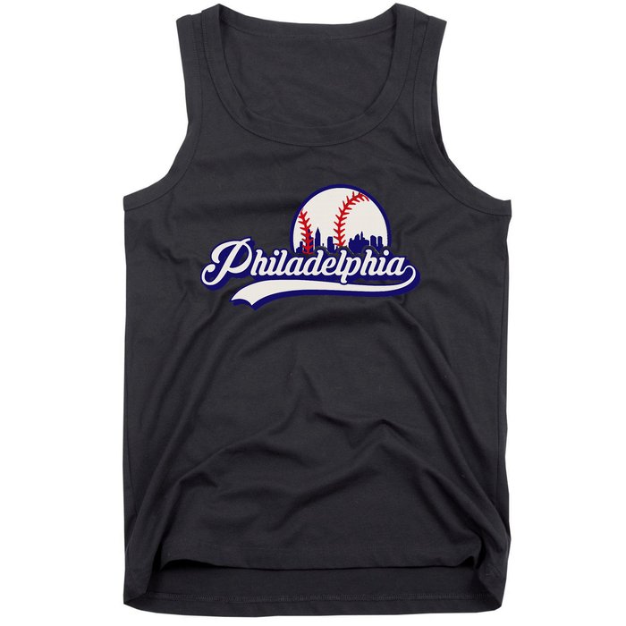 Vintage Distressed Philly Baseball Lovers Philly Cityscape Tank Top