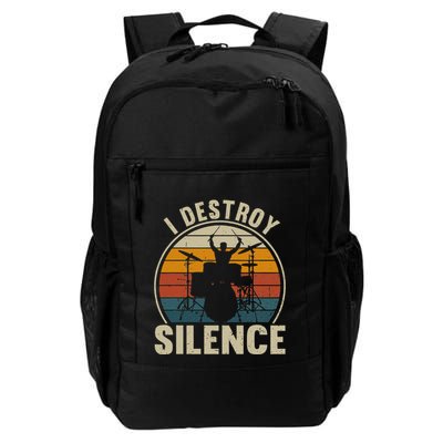 Vintage Drums Player I Destroy Silence Drummer Backpack