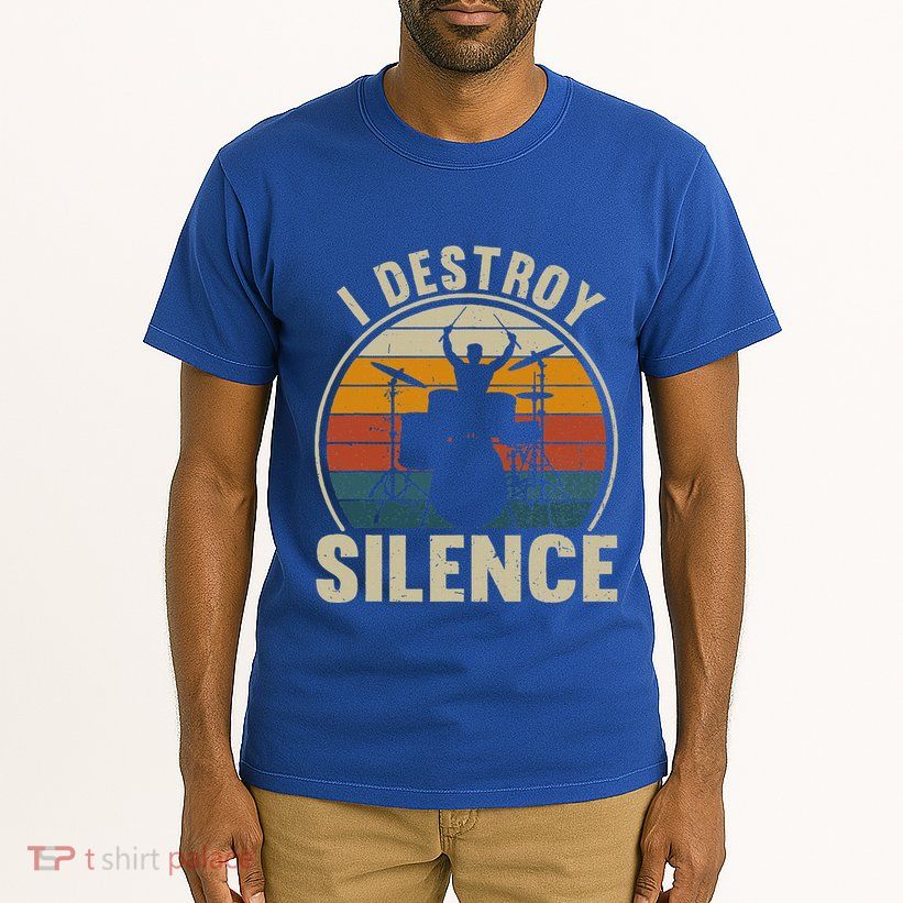 Vintage Drums Player I Destroy Silence Drummer Tall T-Shirt