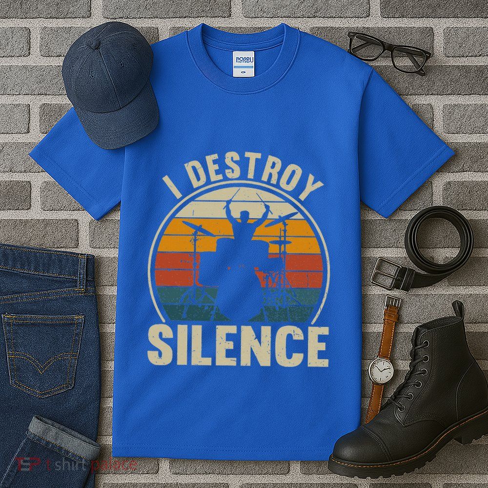 Vintage Drums Player I Destroy Silence Drummer Tall T-Shirt