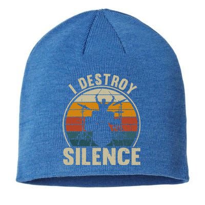 Vintage Drums Player I Destroy Silence Drummer Sustainable Beanie