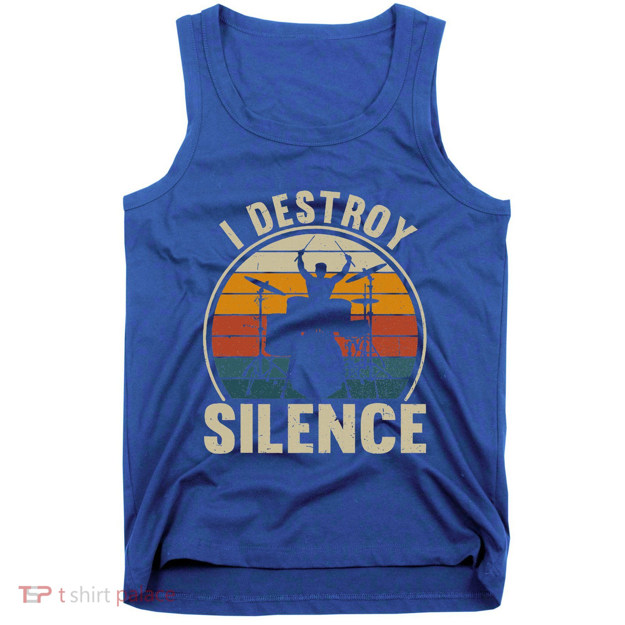 Vintage Drums Player I Destroy Silence Drummer Tank Top