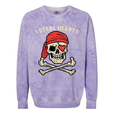 Valentines Day Pirate I Steal Hearts Cool Colorblast Crewneck Sweatshirt