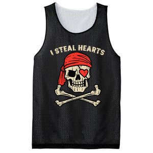 Valentines Day Pirate I Steal Hearts Cool Mesh Reversible Basketball Jersey Tank