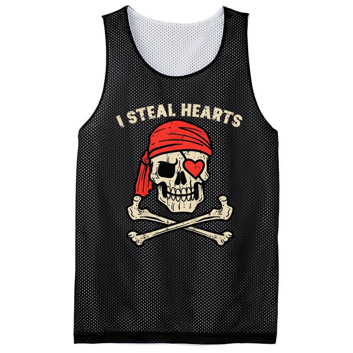 Valentines Day Pirate I Steal Hearts Cool Mesh Reversible Basketball Jersey Tank