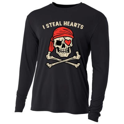 Valentines Day Pirate I Steal Hearts Cool Cooling Performance Long Sleeve Crew