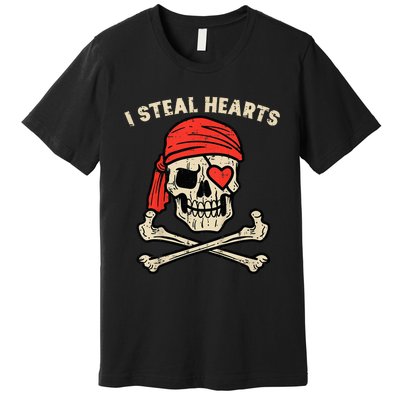 Valentines Day Pirate I Steal Hearts Cool Premium T-Shirt