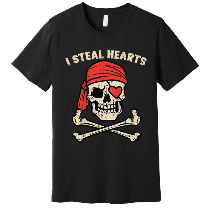 Valentines Day Pirate I Steal Hearts Cool Premium T-Shirt