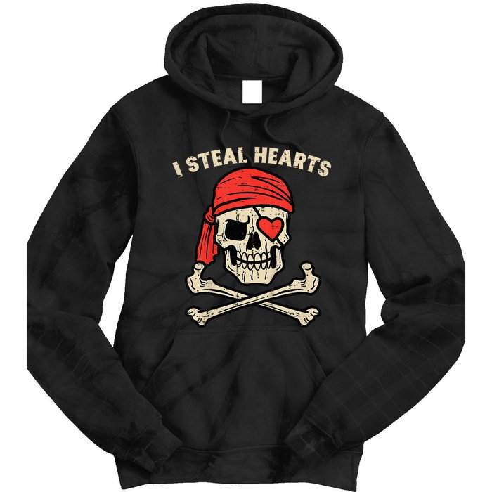 Valentines Day Pirate I Steal Hearts Cool Tie Dye Hoodie