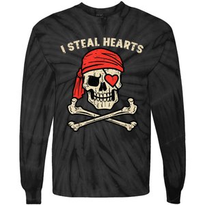 Valentines Day Pirate I Steal Hearts Cool Tie-Dye Long Sleeve Shirt