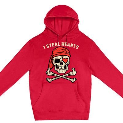 Valentines Day Pirate I Steal Hearts Cool Premium Pullover Hoodie