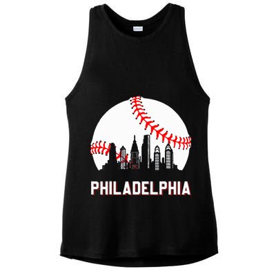 Vintage Distressed Philly Baseball Lovers Ladies PosiCharge Tri-Blend Wicking Tank