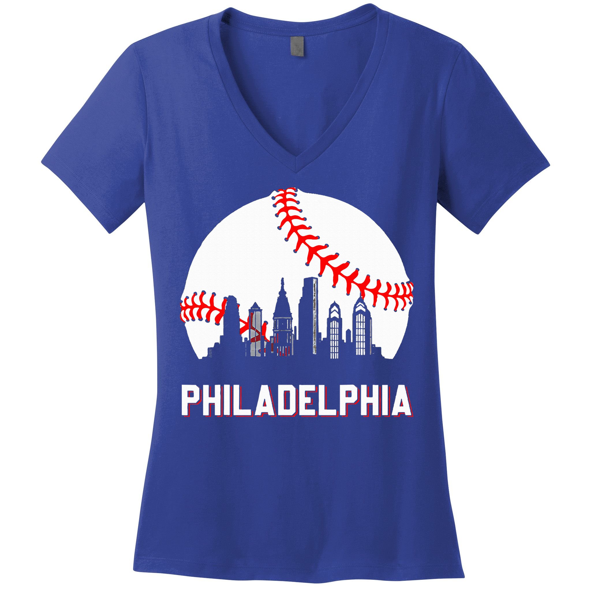 Vintage Distressed Philly Baseball Lovers Women's V-Neck T-Shirt