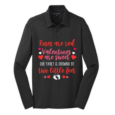 Valentines Day Pregnancy Announcement Baby Reveal Mom Silk Touch Performance Long Sleeve Polo