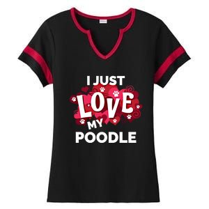 Valentine's Day Poodle Dog Love Gift Meaningful Gift Ladies Halftime Notch Neck Tee