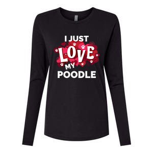 Valentine's Day Poodle Dog Love Gift Meaningful Gift Womens Cotton Relaxed Long Sleeve T-Shirt