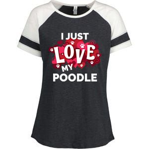 Valentine's Day Poodle Dog Love Gift Meaningful Gift Enza Ladies Jersey Colorblock Tee