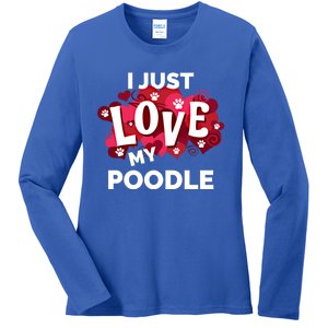 Valentine's Day Poodle Dog Love Gift Meaningful Gift Ladies Long Sleeve Shirt