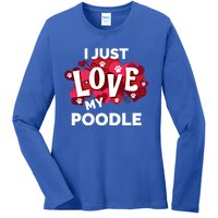 Valentine's Day Poodle Dog Love Gift Meaningful Gift Ladies Long Sleeve Shirt