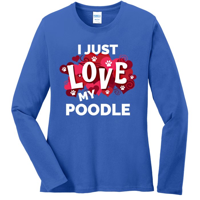 Valentine's Day Poodle Dog Love Gift Meaningful Gift Ladies Long Sleeve Shirt