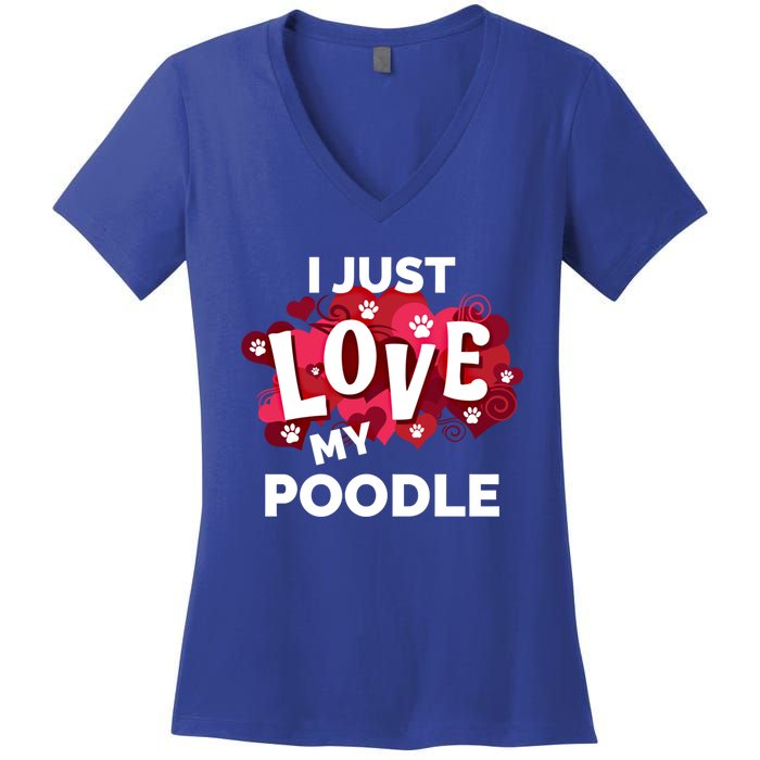 Valentine's Day Poodle Dog Love Gift Meaningful Gift Women's V-Neck T-Shirt