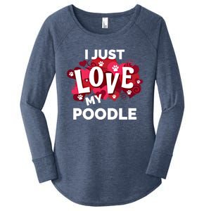 Valentine's Day Poodle Dog Love Gift Meaningful Gift Women's Perfect Tri Tunic Long Sleeve Shirt