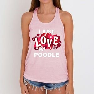 Valentine's Day Poodle Dog Love Gift Meaningful Gift Women's Knotted Racerback Tank