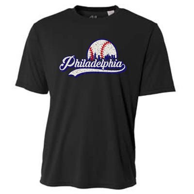 Vintage Distressed Philadelphia Baseball Lovers Cooling Performance Crew T-Shirt