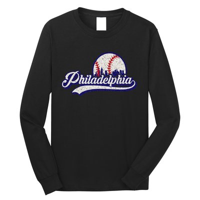 Vintage Distressed Philadelphia Baseball Lovers Long Sleeve Shirt