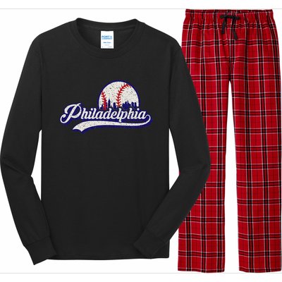 Vintage Distressed Philadelphia Baseball Lovers Long Sleeve Pajama Set