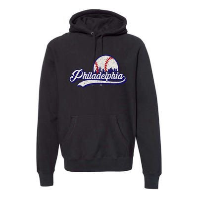 Vintage Distressed Philadelphia Baseball Lovers Premium Hoodie